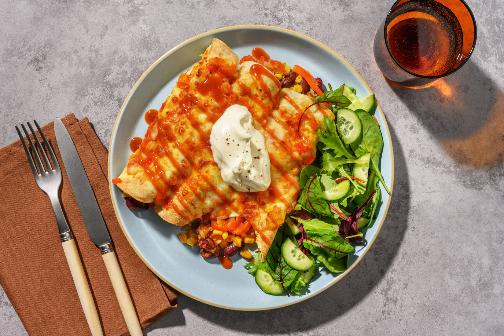 Cheesy Bean & Veggie-Loaded Enchiladas