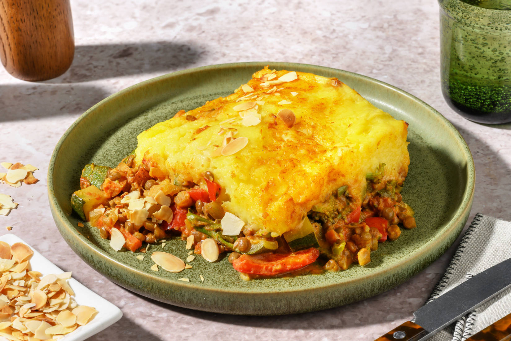 Moroccan Chicken, Lentil & Loaded Veggie Pie