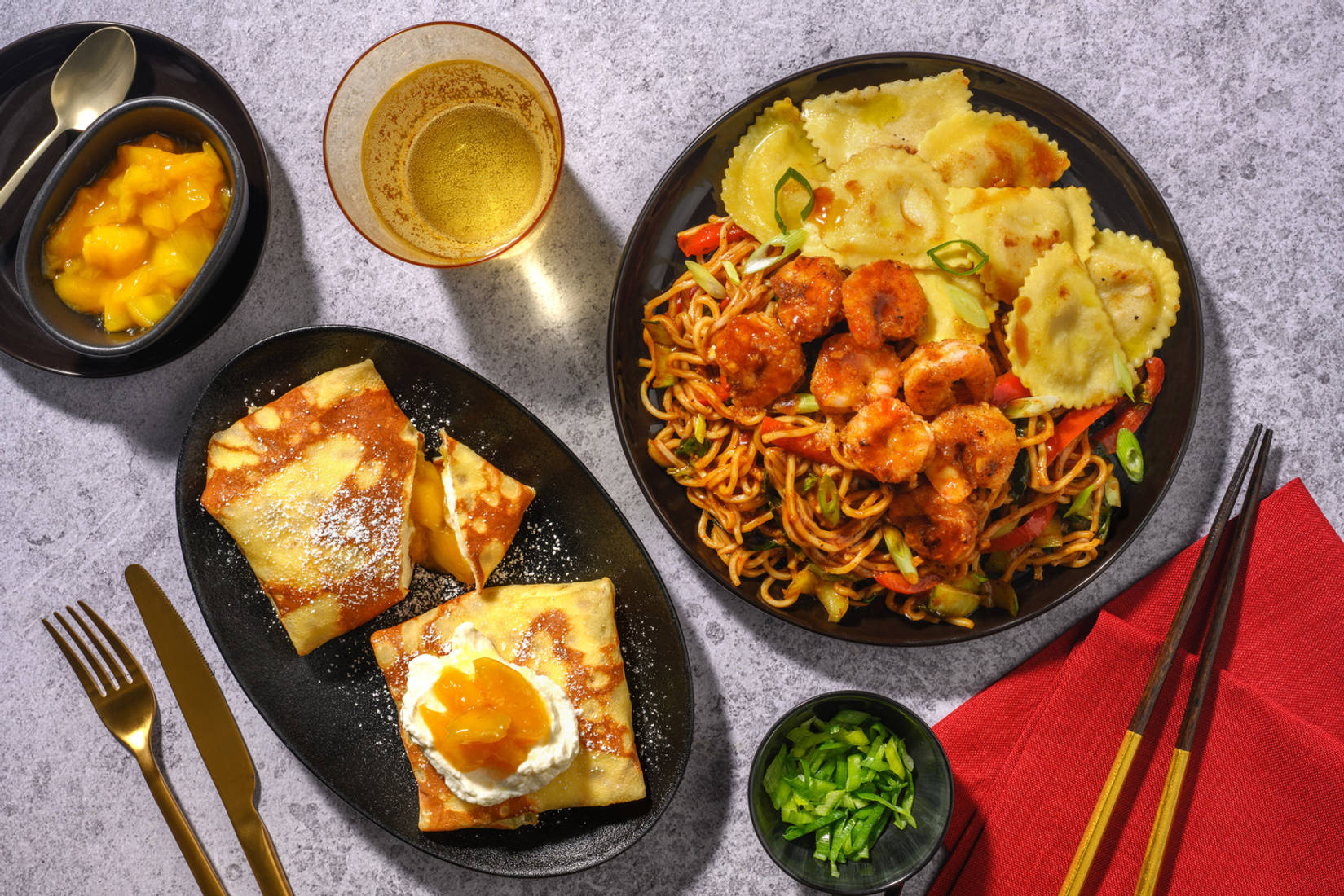 Salt-Pepper Prawn Noodles & Chicken Dumplings for Dinner