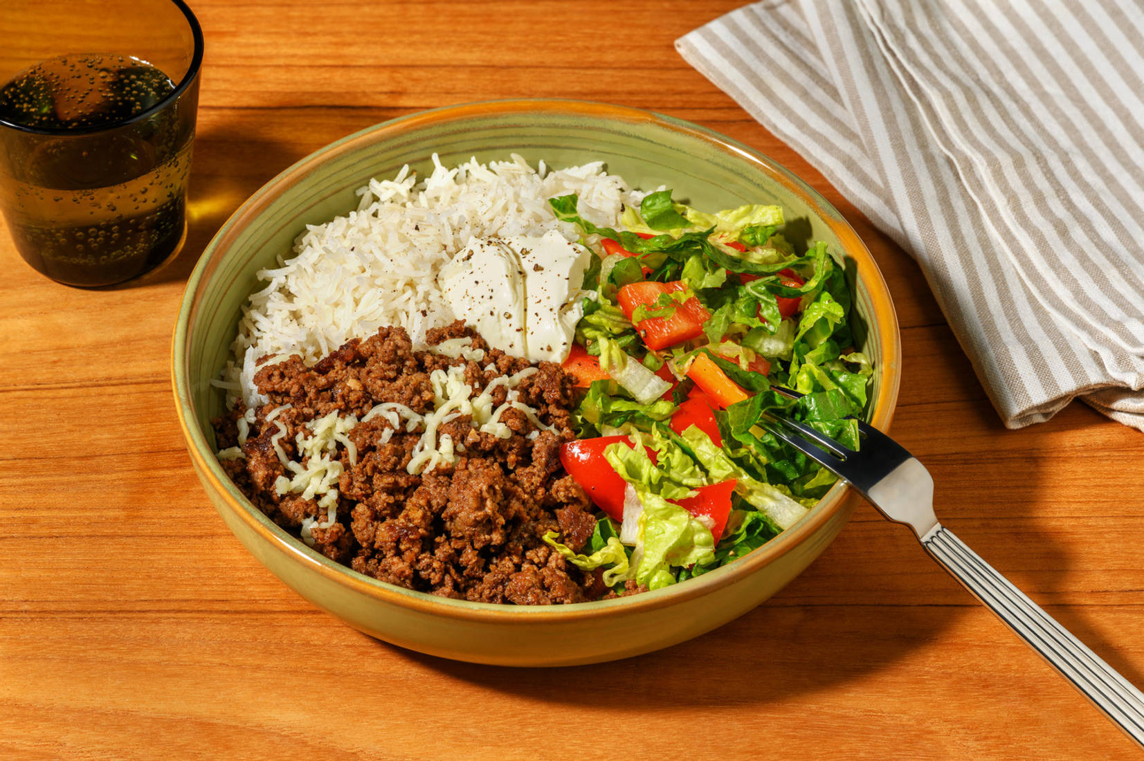 Cheesy Naked Beef Burrito Rice Bowl