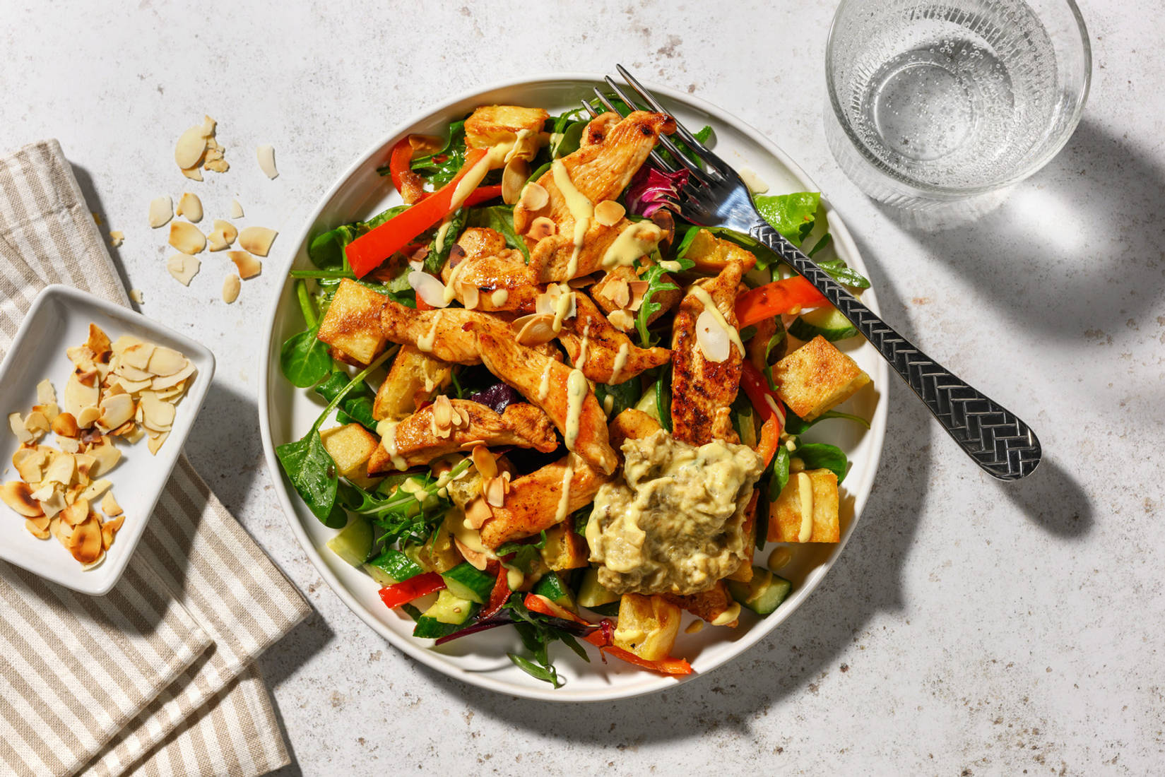 Double Chermoula-Honey Chicken & Pita Chips Salad