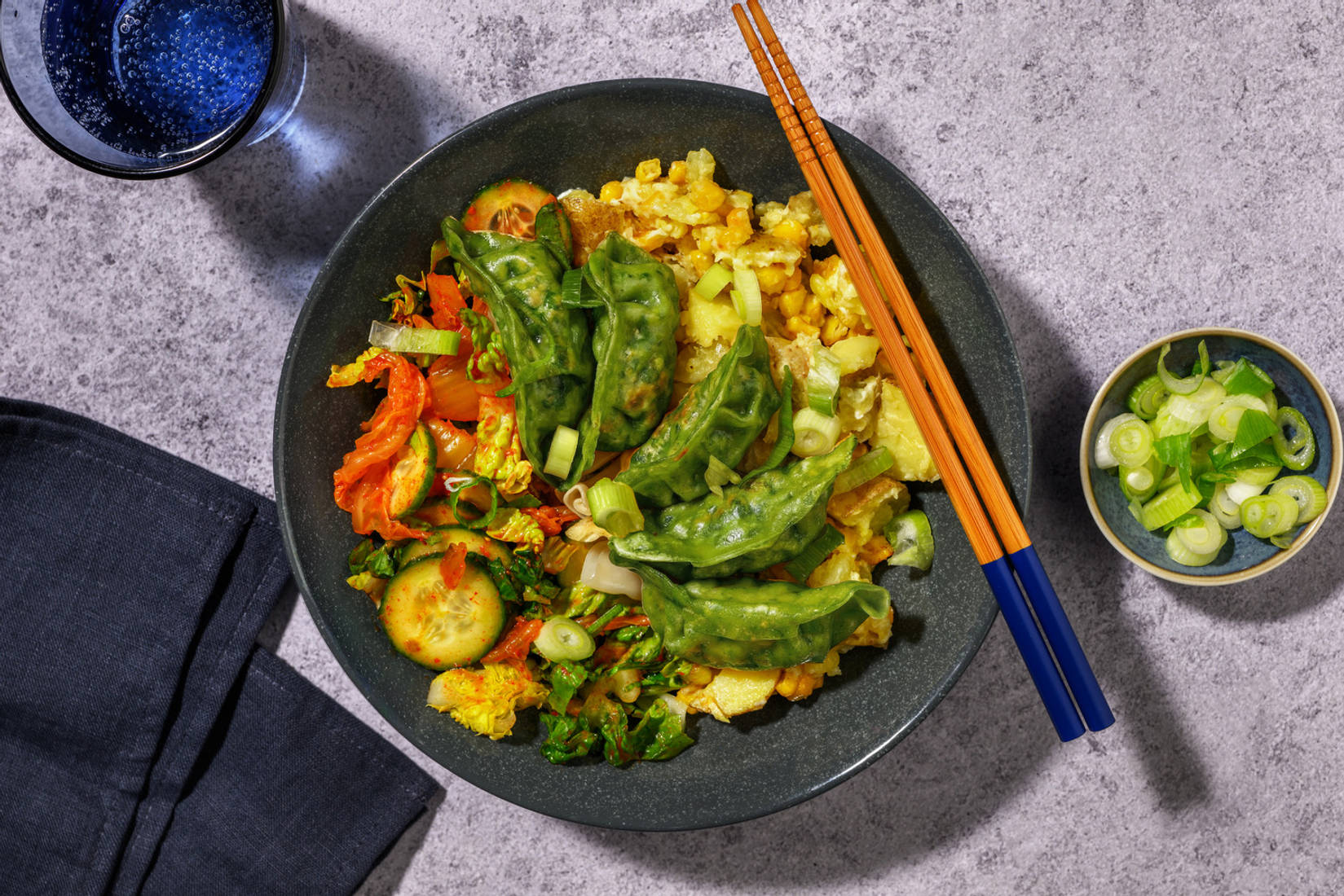 Double Veggie Gyoza & Kimchi Cos Heart Salad