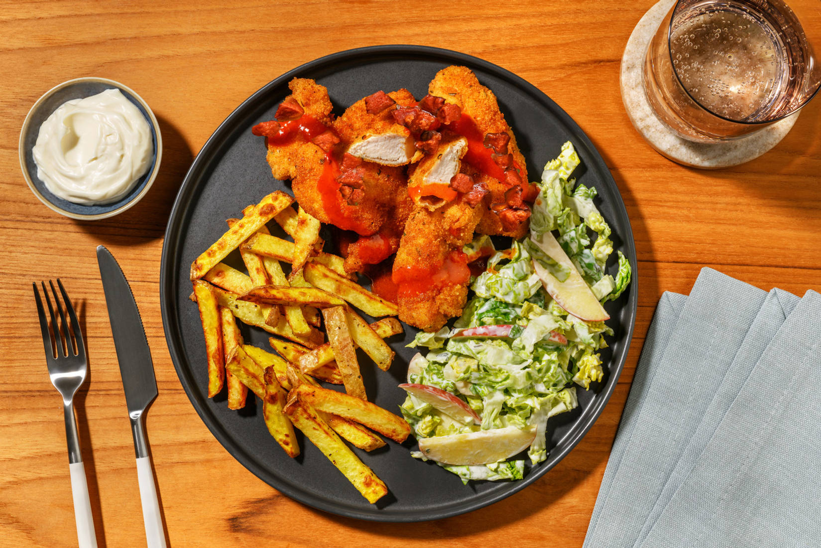 Crispy Chicken Tenders and Buffalo Style Chorizo Sauce