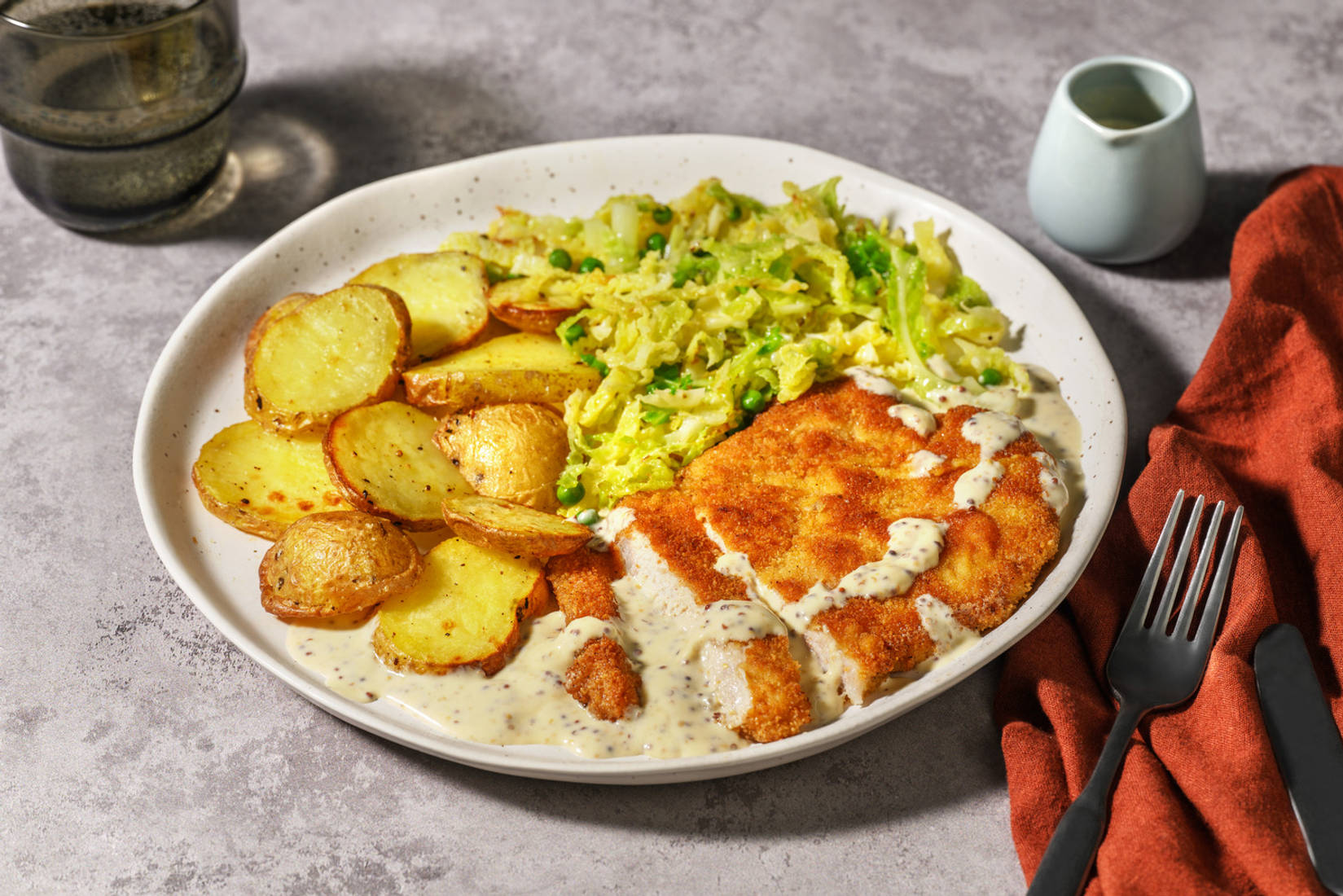 Pork Schnitzel and Creamy Mustard Sauce