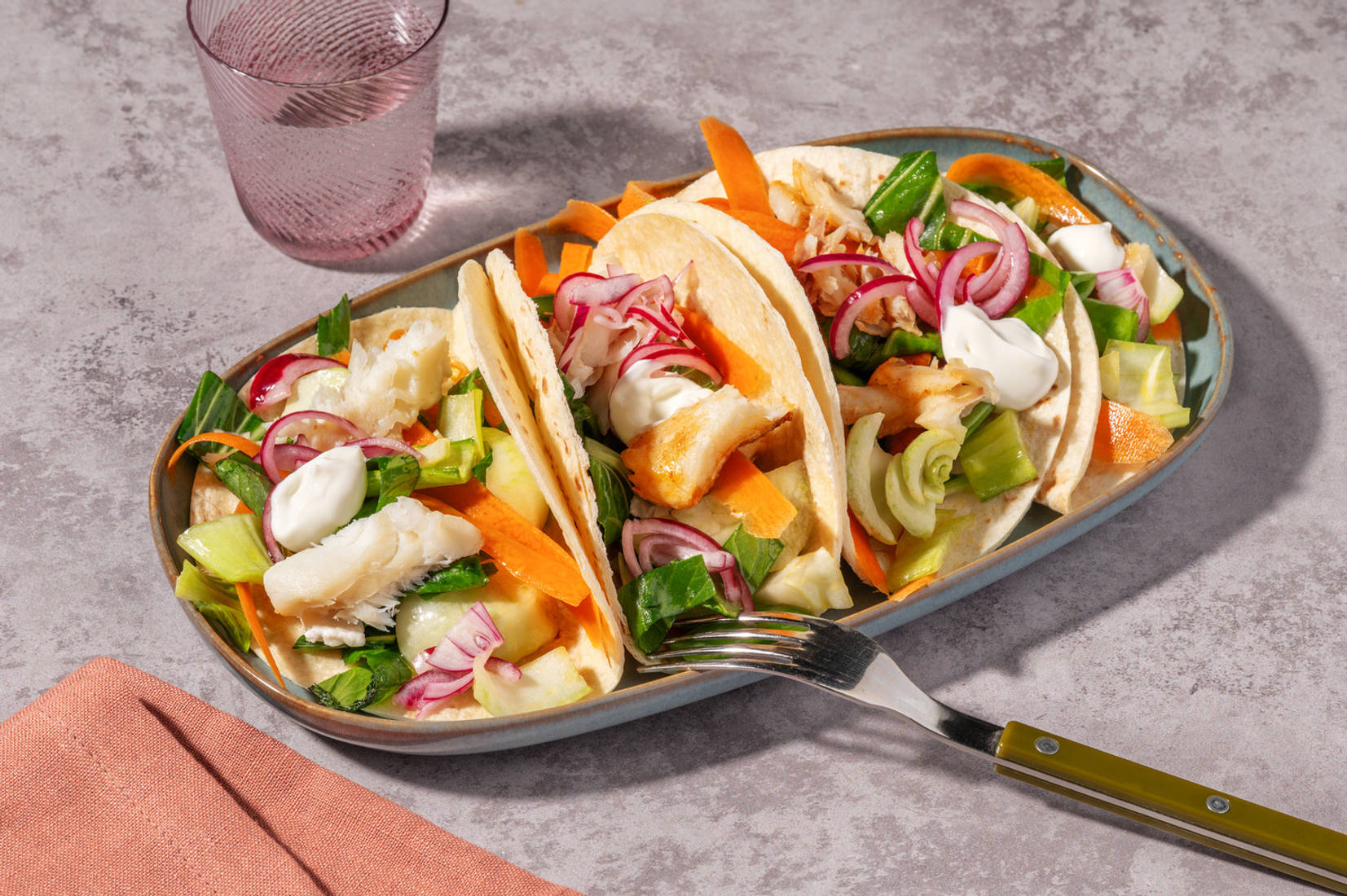 Fisktacos på sweet chili-glaserad öring