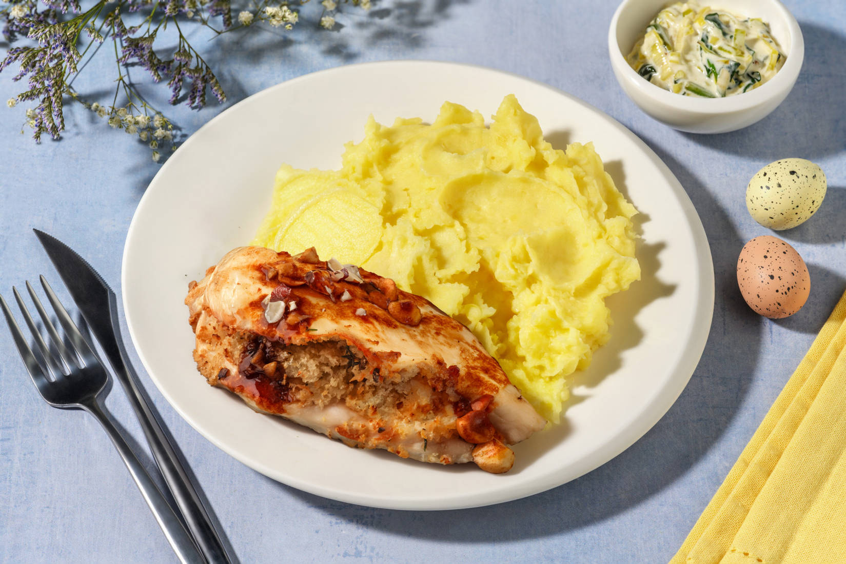 Roasted Chicken Breast and Cheesy Leek Sauce