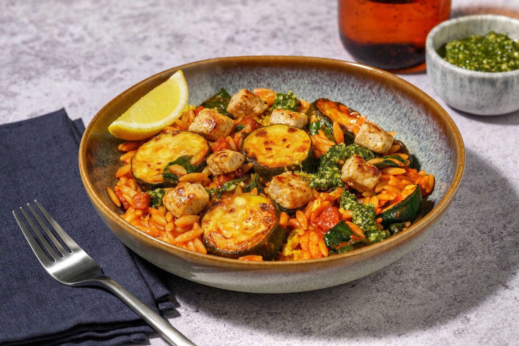 Chorizo and Chicken Sun-Dried Tomato Orzo