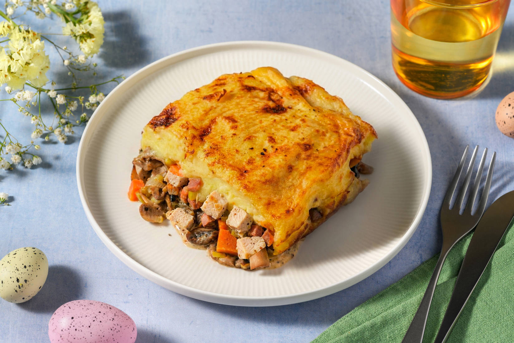 Banging Bacon, Chicken, Mustard and Mushroom Pie