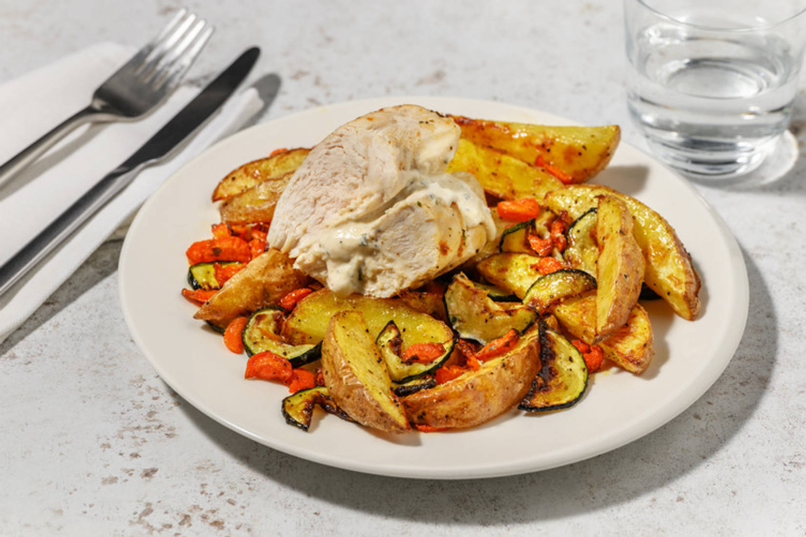 ¡En papillote! Pollo relleno de quesos a la mediterránea