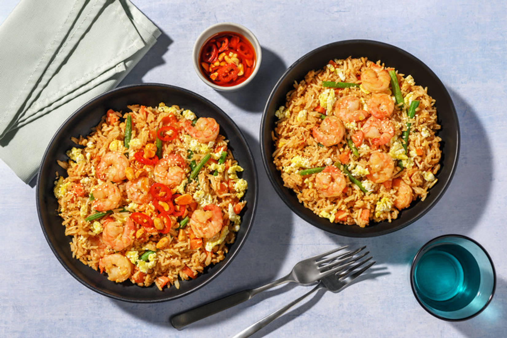 Prawn Fried Rice with DIY Chilli Crisp with Tofu