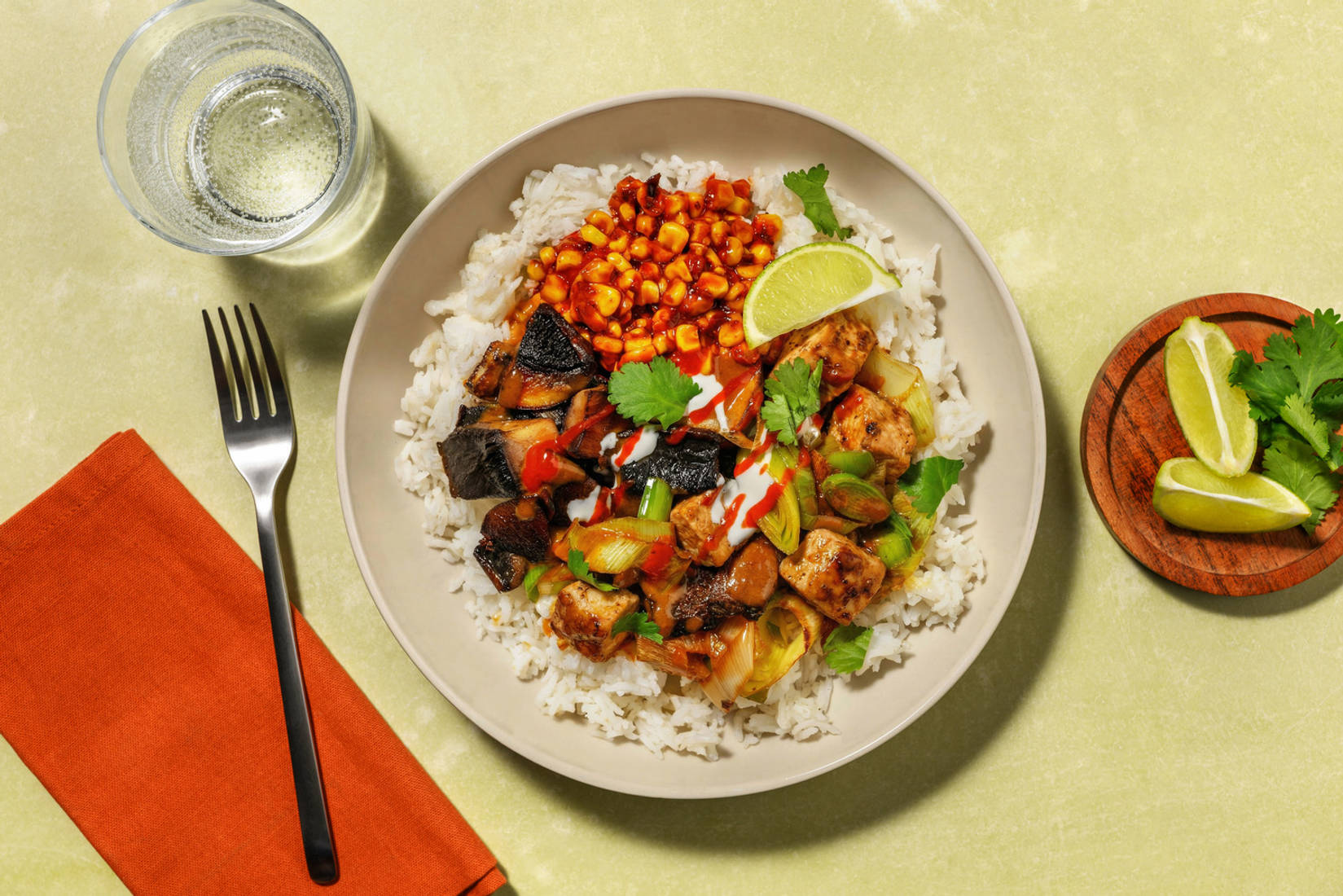Japanese Inspired Miso Braised Chicken, Leek & Mushroom Bowl