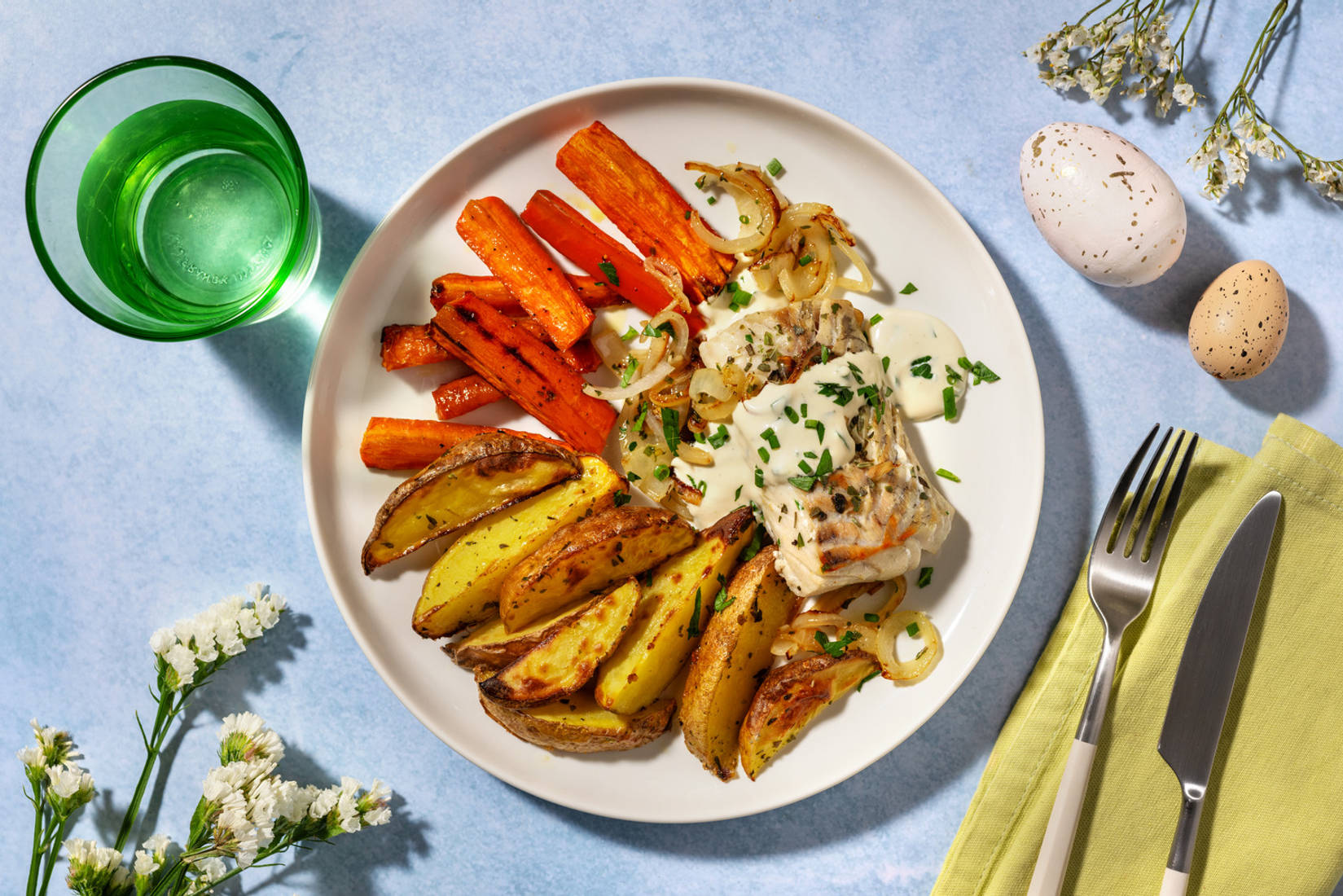Lieu poêlé & carottes rôties au miel de Pâques