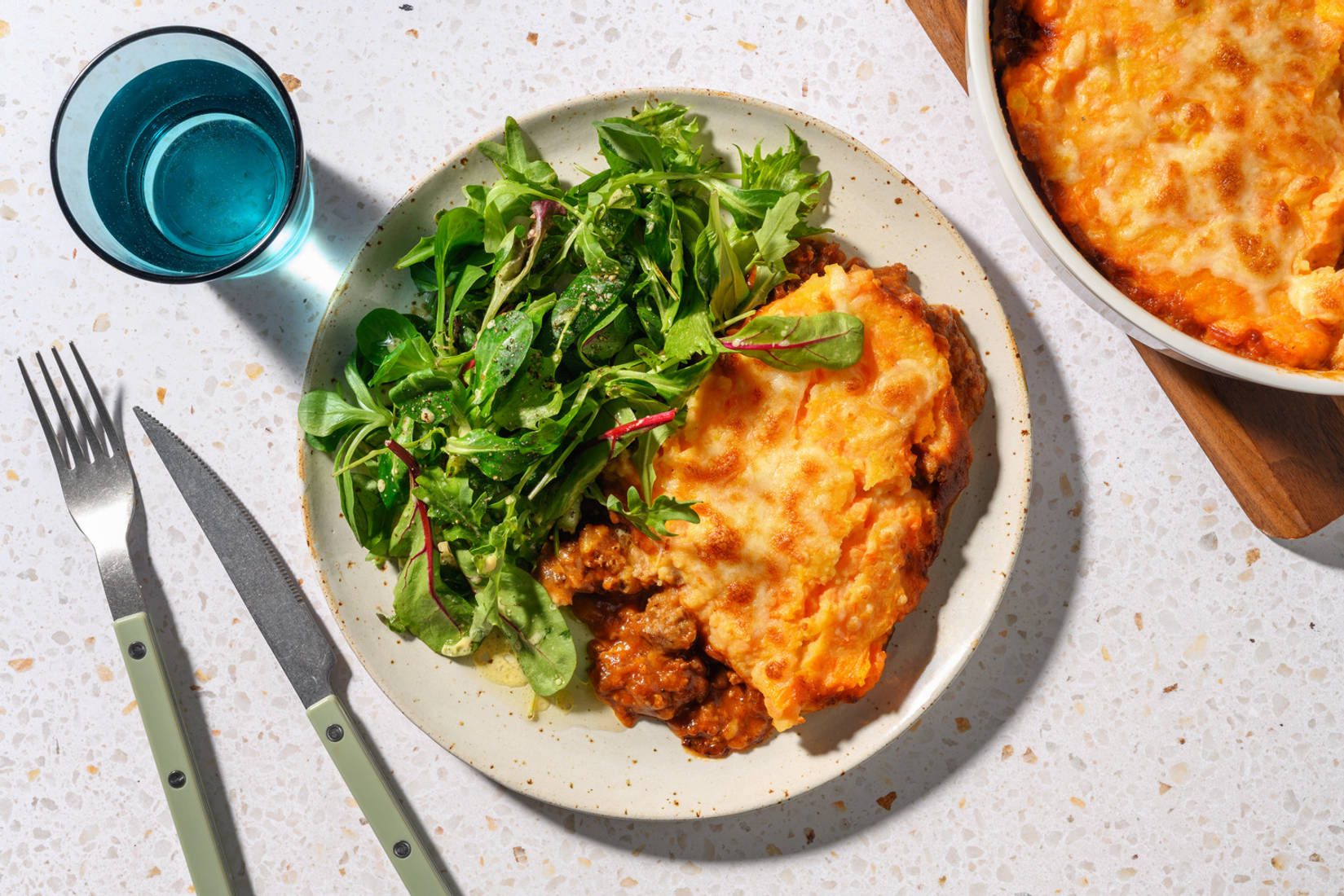 Gratin tex-mex de bœuf, cheddar & patate douce