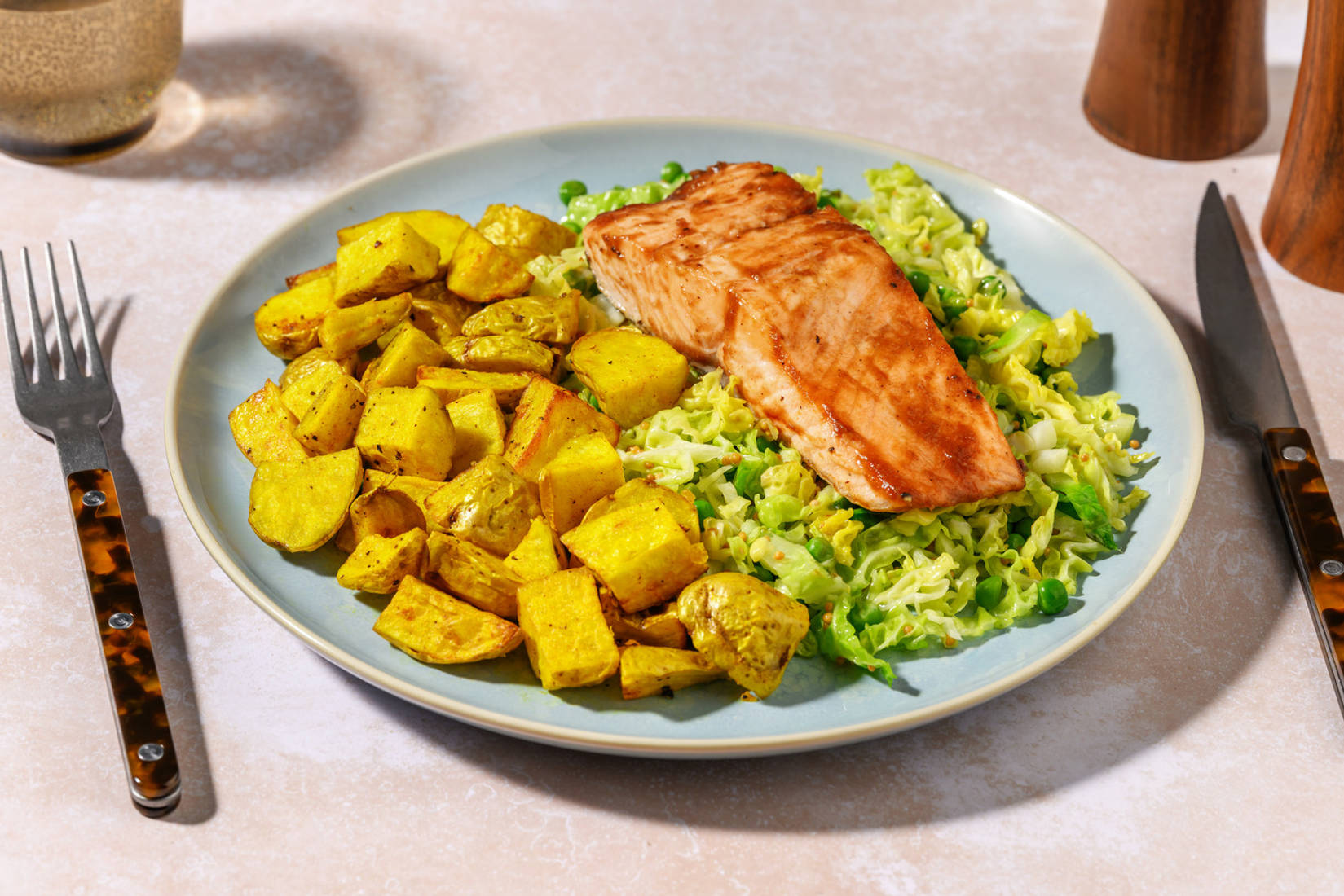 Tamarind Glazed Salmon and Turmeric Roast Potatoes