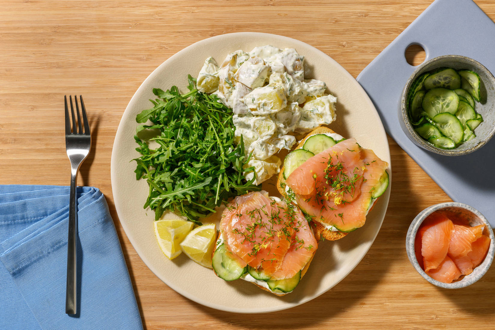 Smørrebrød Inspired Double Smoked Salmon Open Sandos