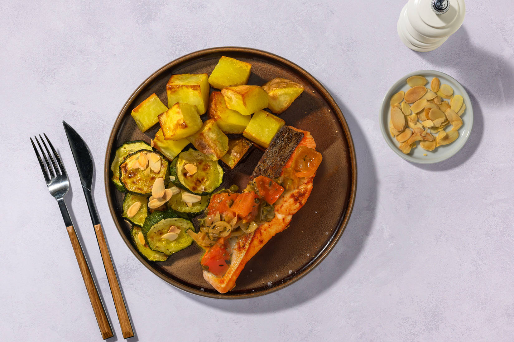 Salmon and Provençale Style Tomato Caper Sauce