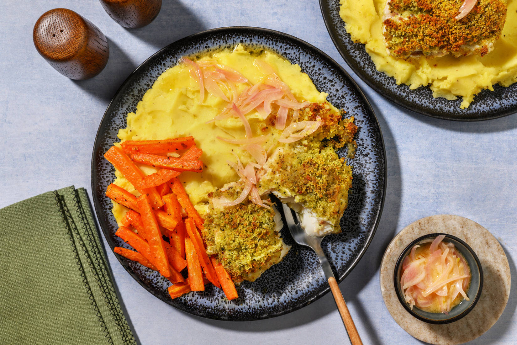 Pesto Crusted Cod and Shallot Butter Sauce