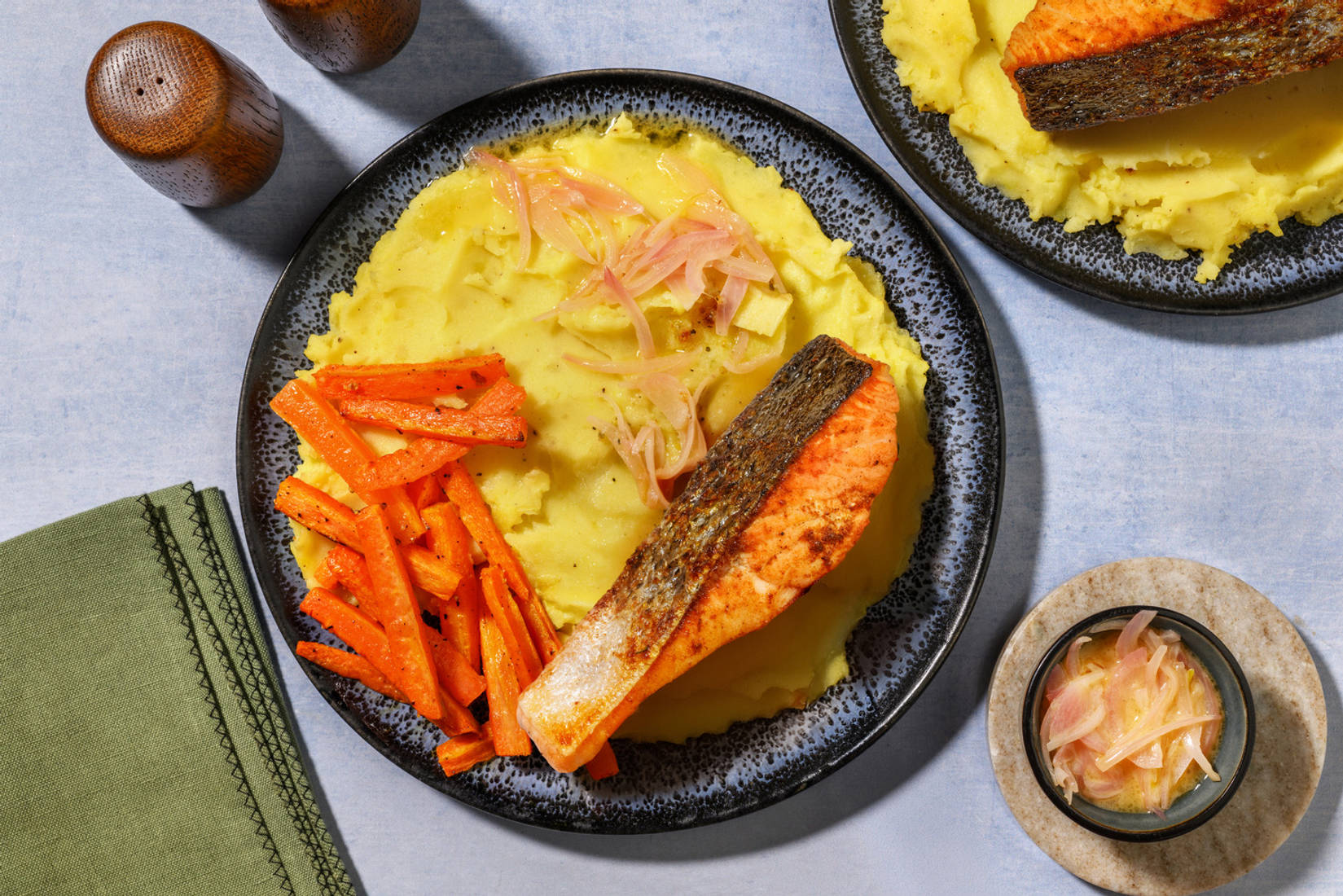 Pesto Crusted Salmon and Shallot Butter Sauce