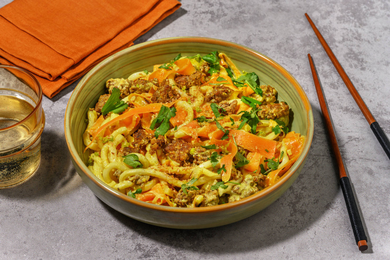 Curry Udon au bœuf haché & coco