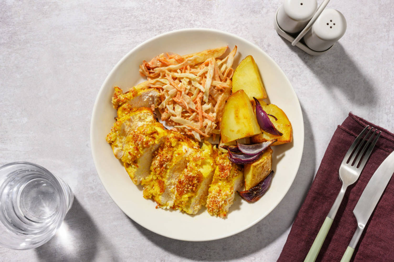 Cheese Crusted Curry Spiced Chicken