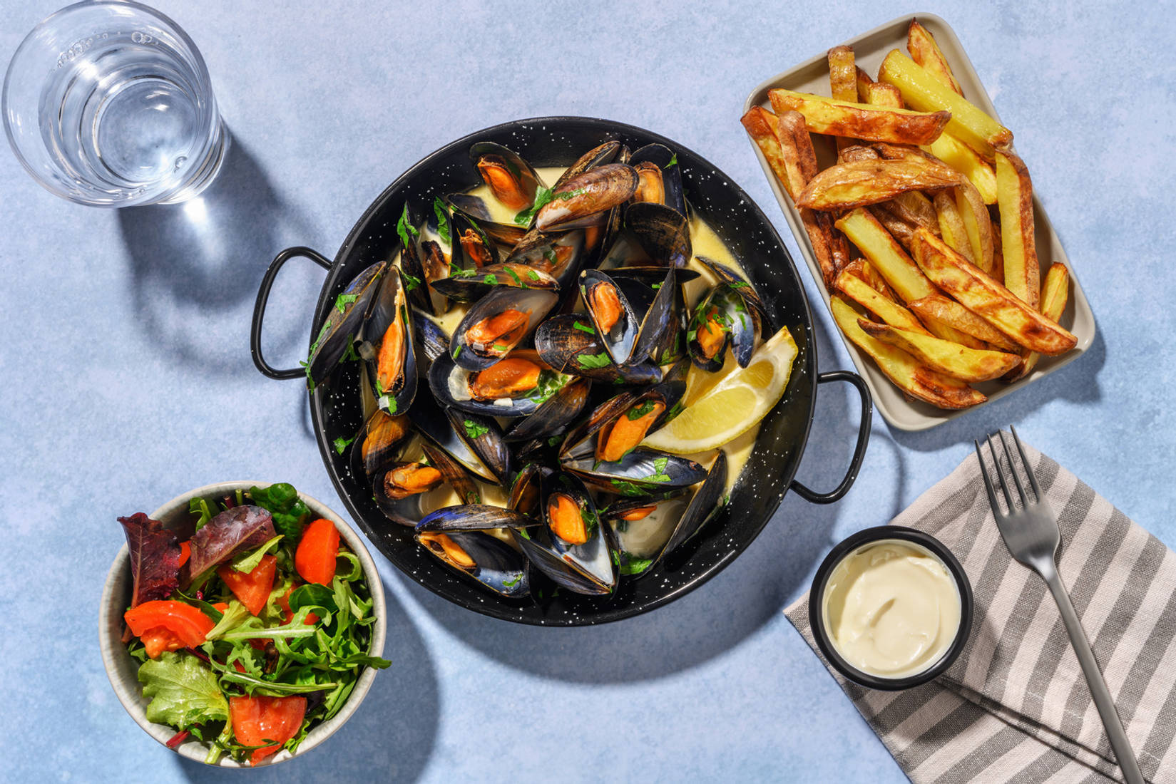 Lemon, Parsley and White Wine Moules Frites