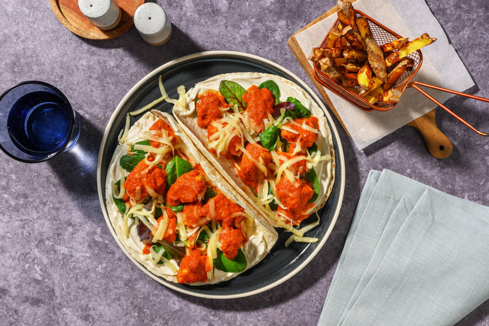 Cheesy Peri Peri Chicken Tacos and Chips