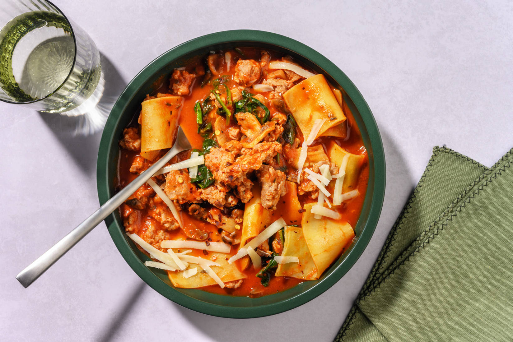 Super Quick Beef Lasagne Soup