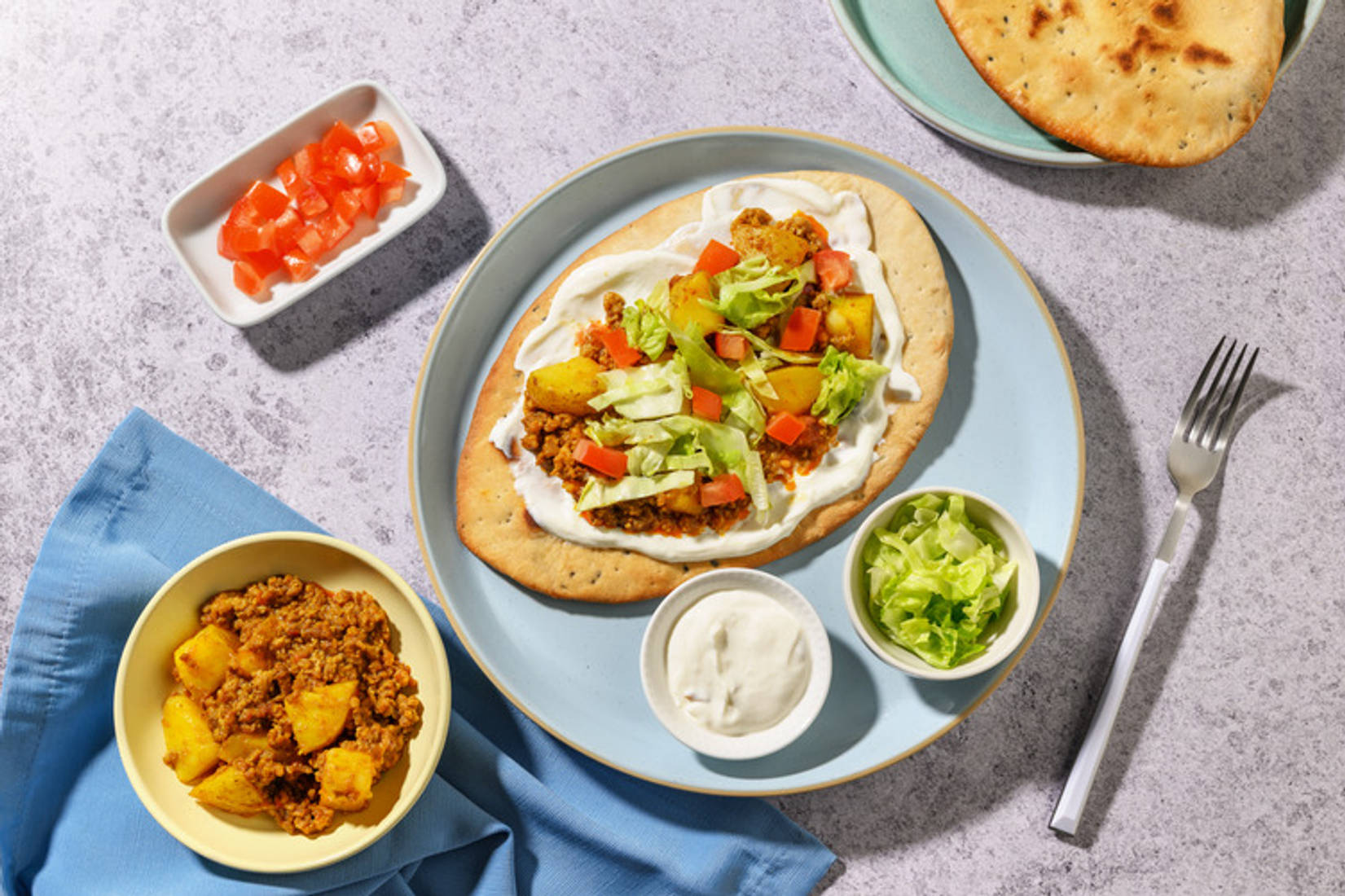 Lean Beef and Potato Kheema Naans