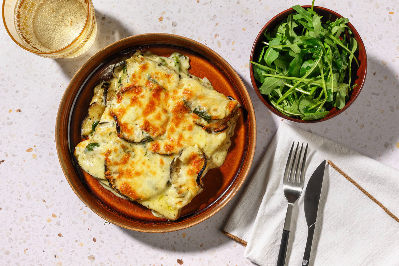 Creamy Spinach and Aubergine Veggie Lasagne