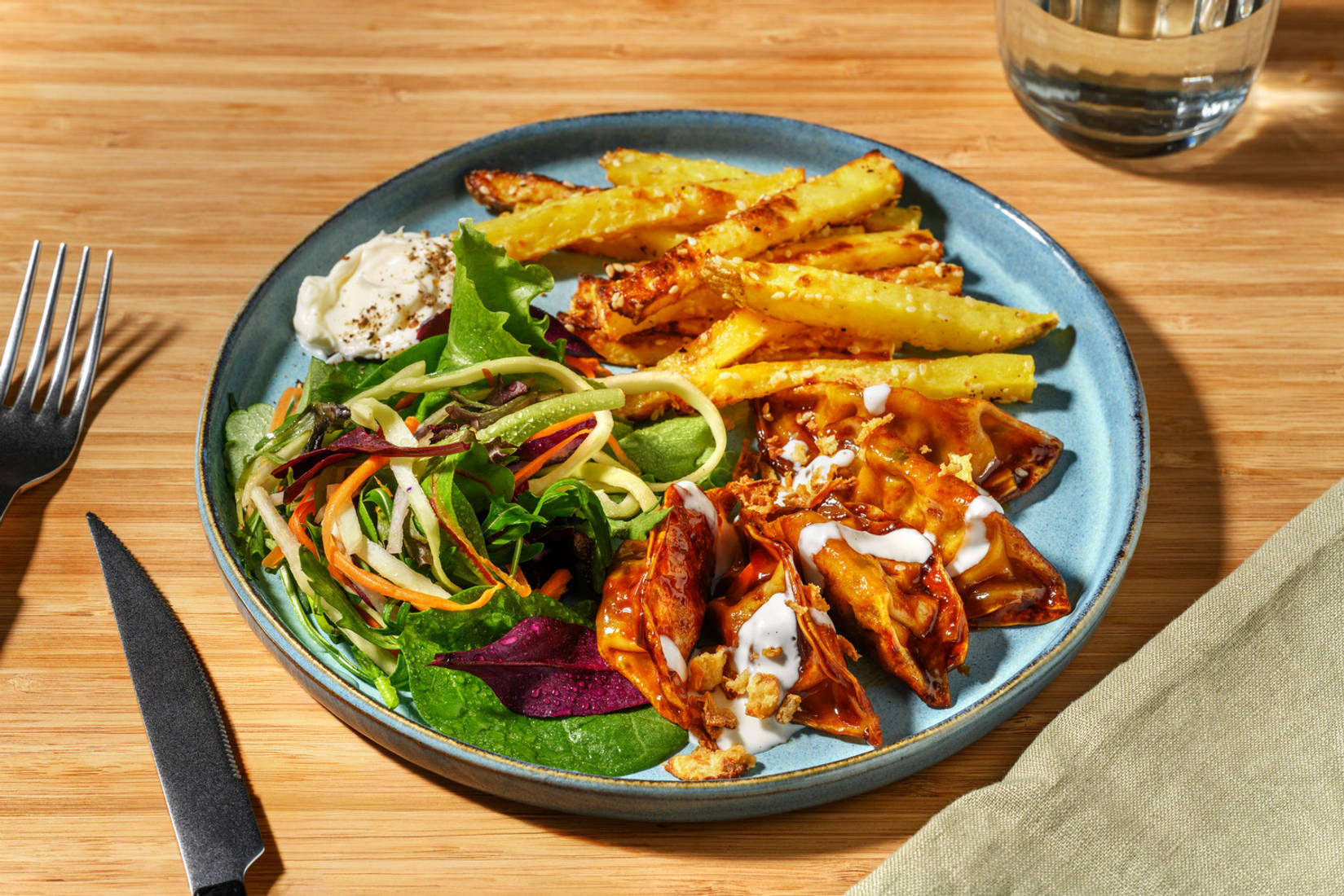 Teriyaki Glazed Crispy Double Veggie Gyozas