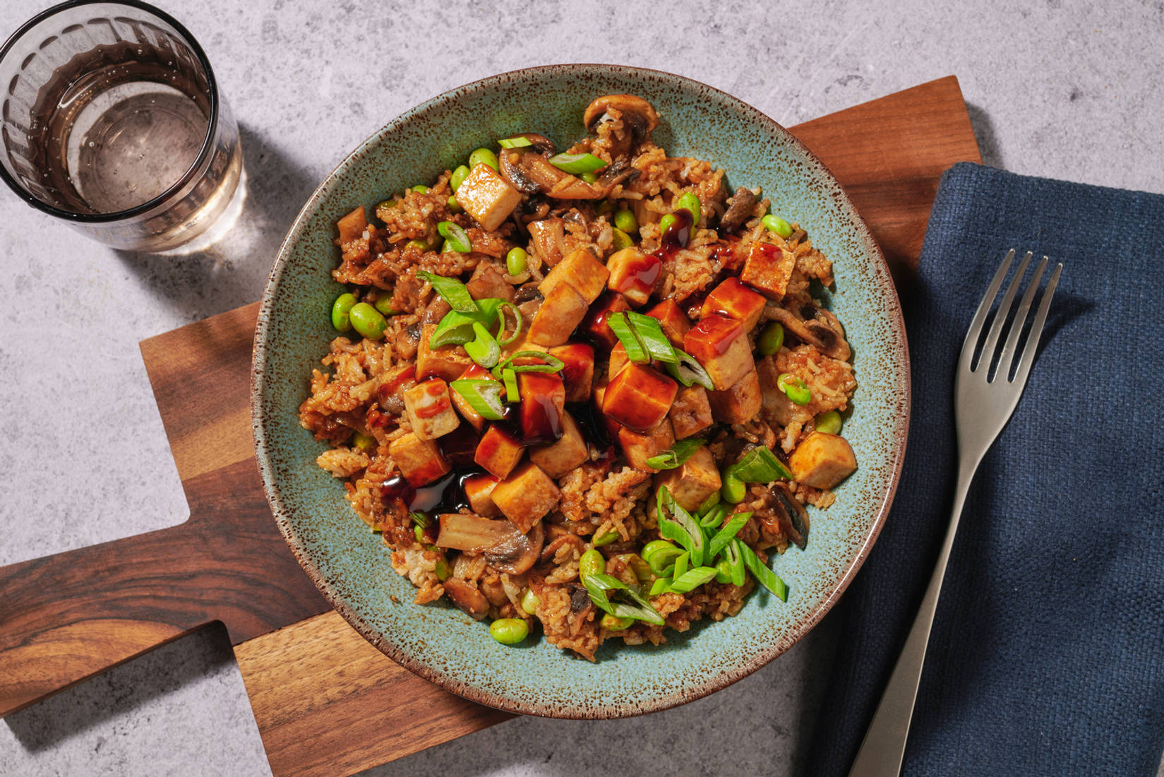 Double XO Glazed Tofu & Mushroom Fried Rice