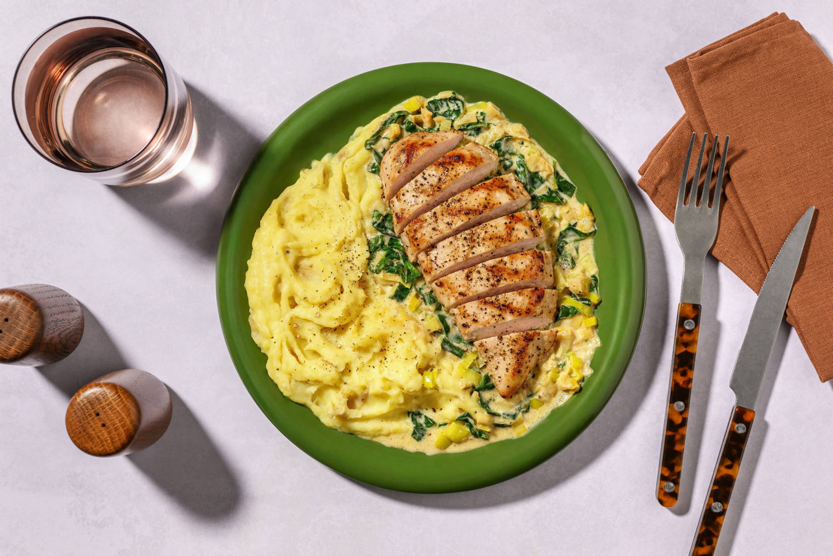 Pan-Fried Chicken Breast and Cheesy Leek Sauce