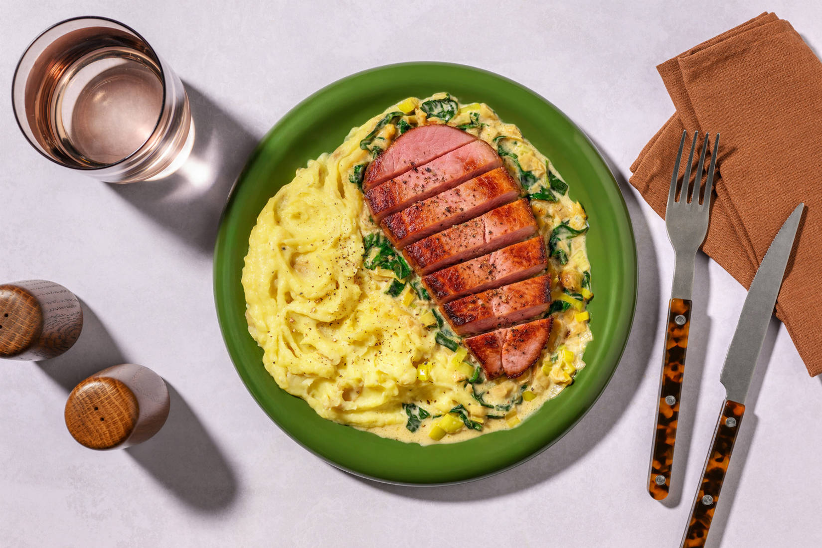 Pan-Fried Gammon Steaks and Cheesy Leek Sauce