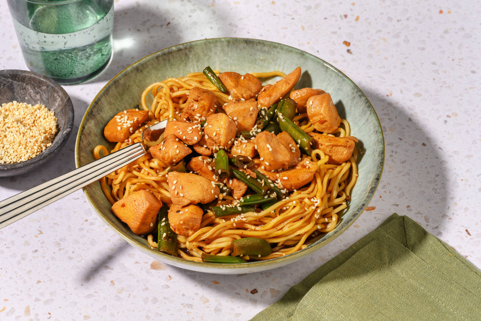 Cantonese Style Hoisin Chicken and Prawn Noodles