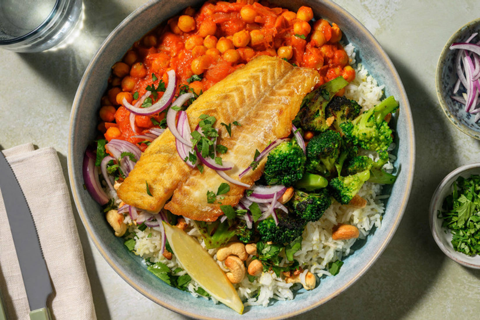 Kichererbsen-Curry mit extra Seelachs