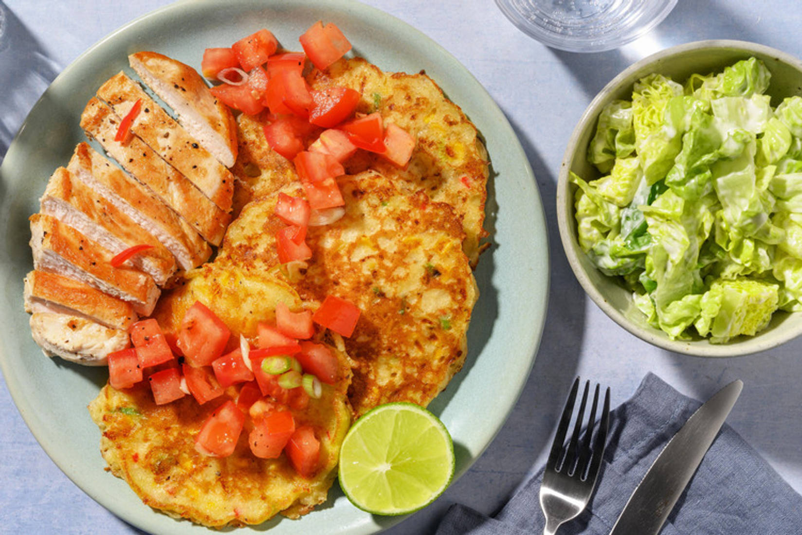 Tex-Mex-Konfetti Pancakes mit extra Bio-Hähnchen