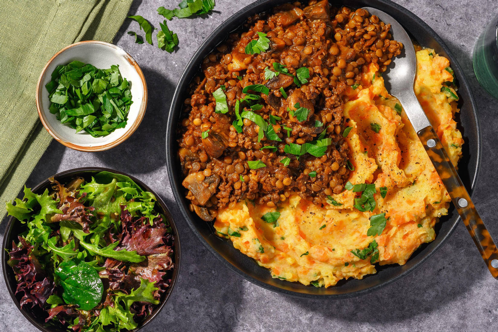 Linsen-Pilz-Ragout mit extra Bio-Rinderhack