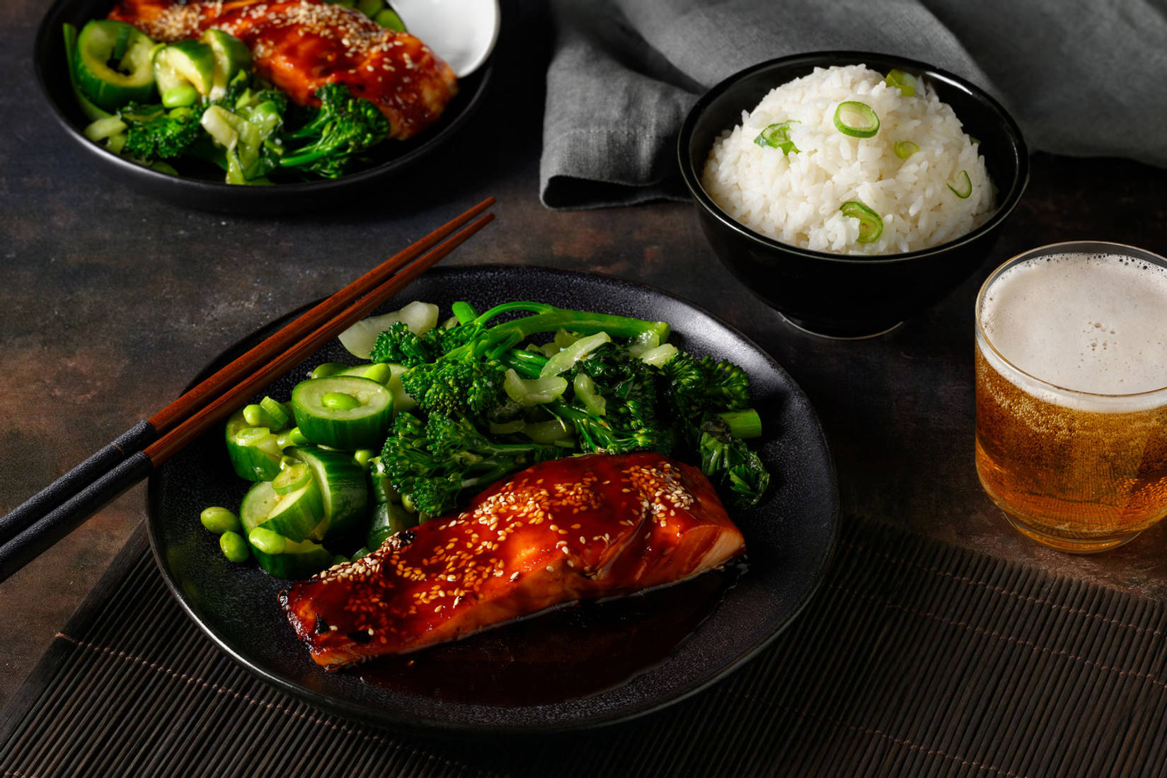 Teriyaki-Sriracha Salmon and Sticky Rice Bowl