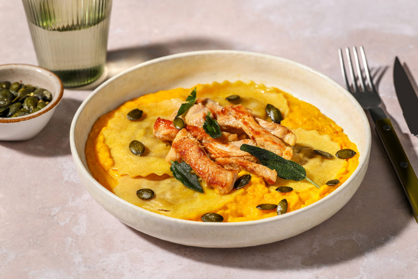 Girasoli in Hokkaido-Soße mit extra Bio-Schwein