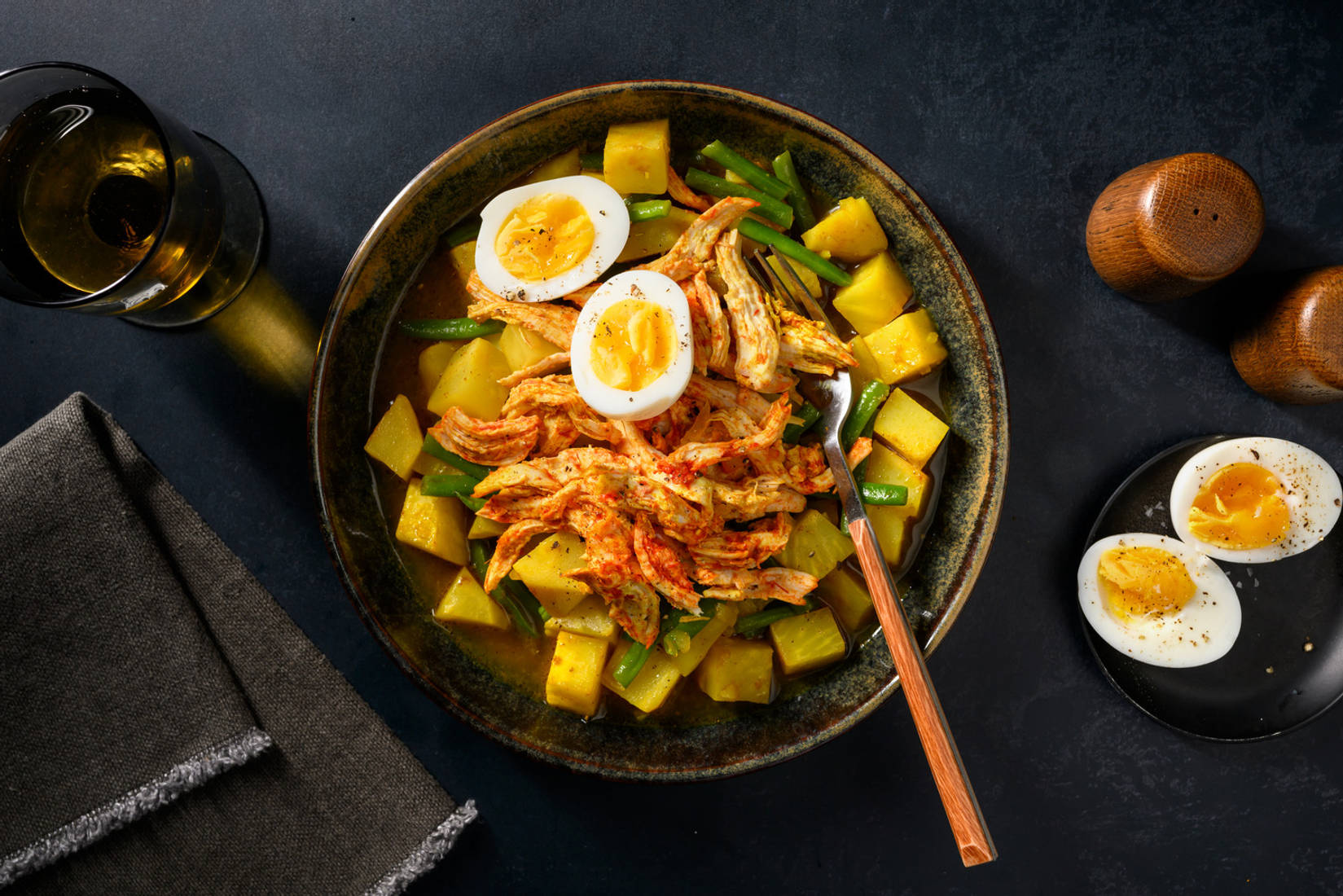 Surinaamse stijl kipfilet met zachtgekookt eitje