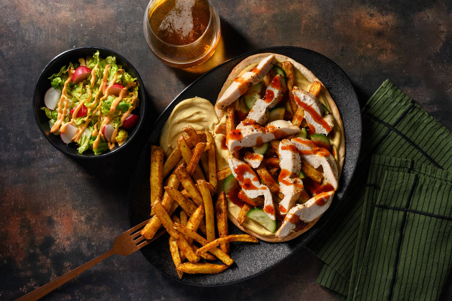 Szechuan Chicken Gyros Inspired Loaded Flatbreads