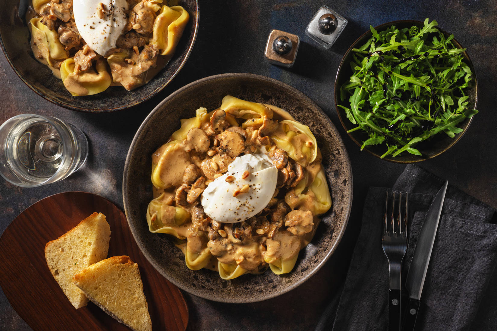 Ultimate Burrata Topped Truffle Mushroom Tortelloni 