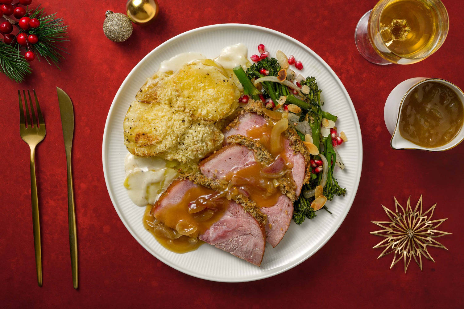 Jambon à l'os pané au panko et broccolini poêlé