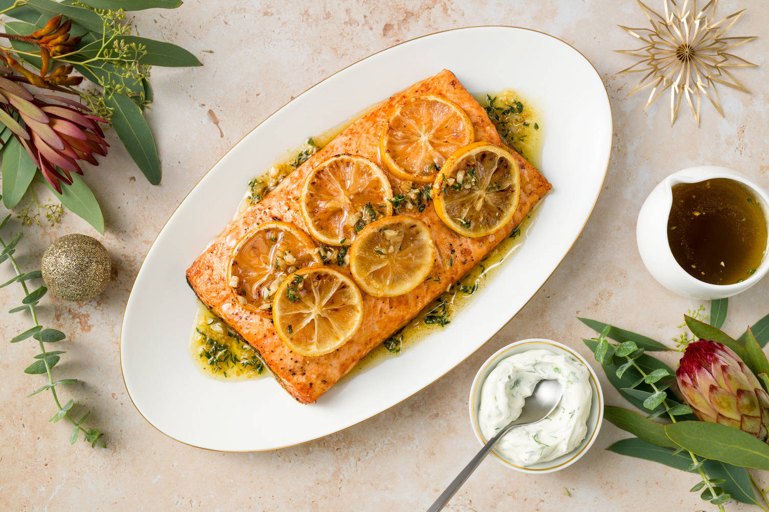 Baked Lemon Salmon & Herby Mayo