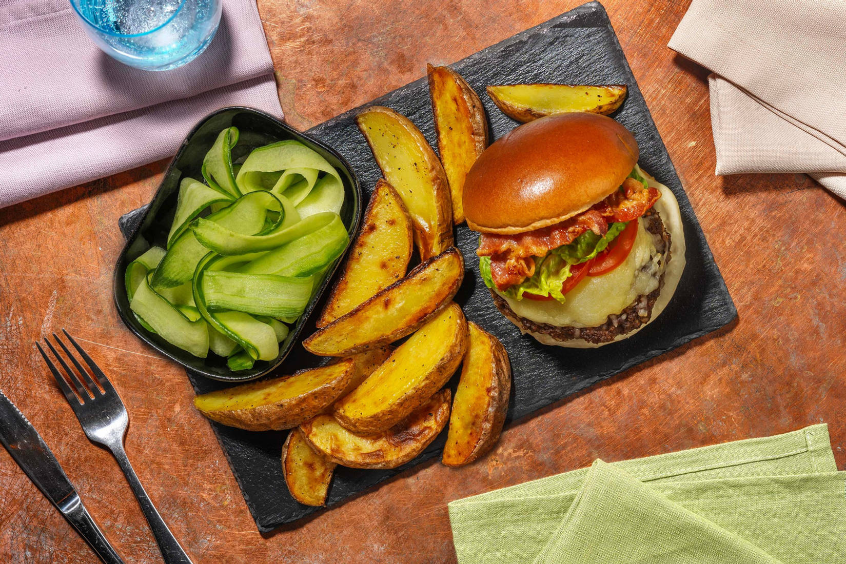 Bacon- og cheeseburger