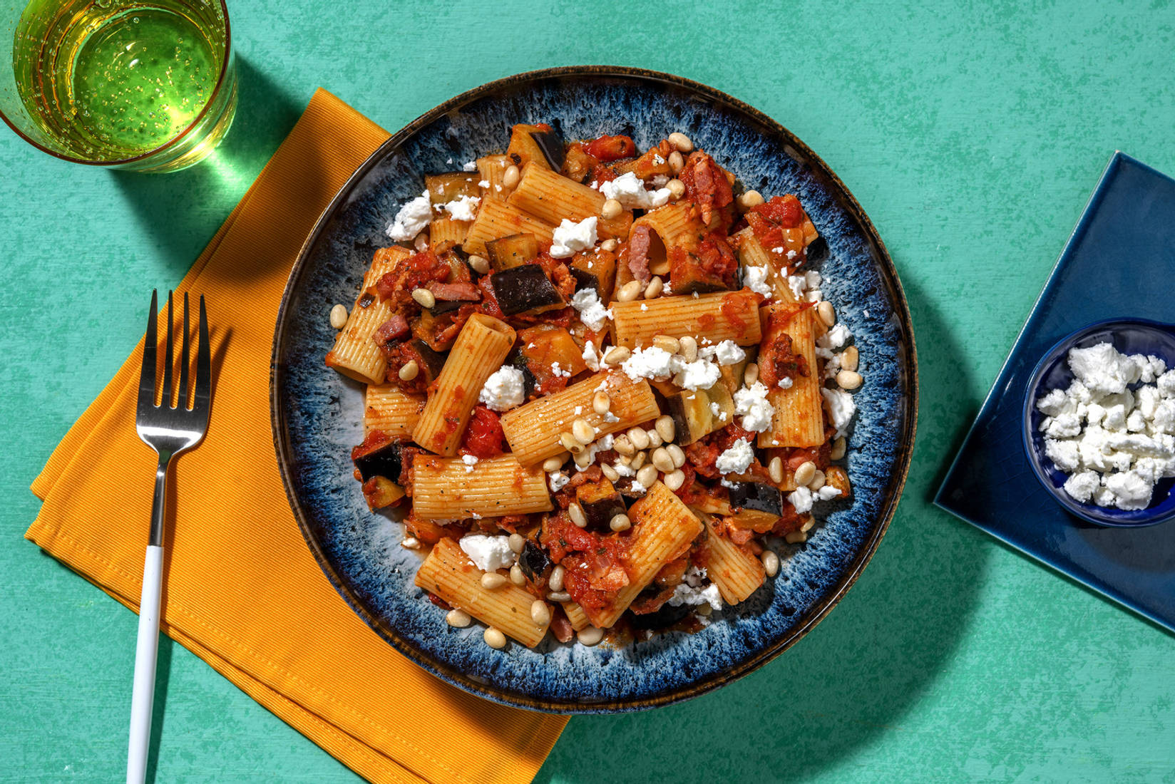Bacon and Aubergine Rigatoni