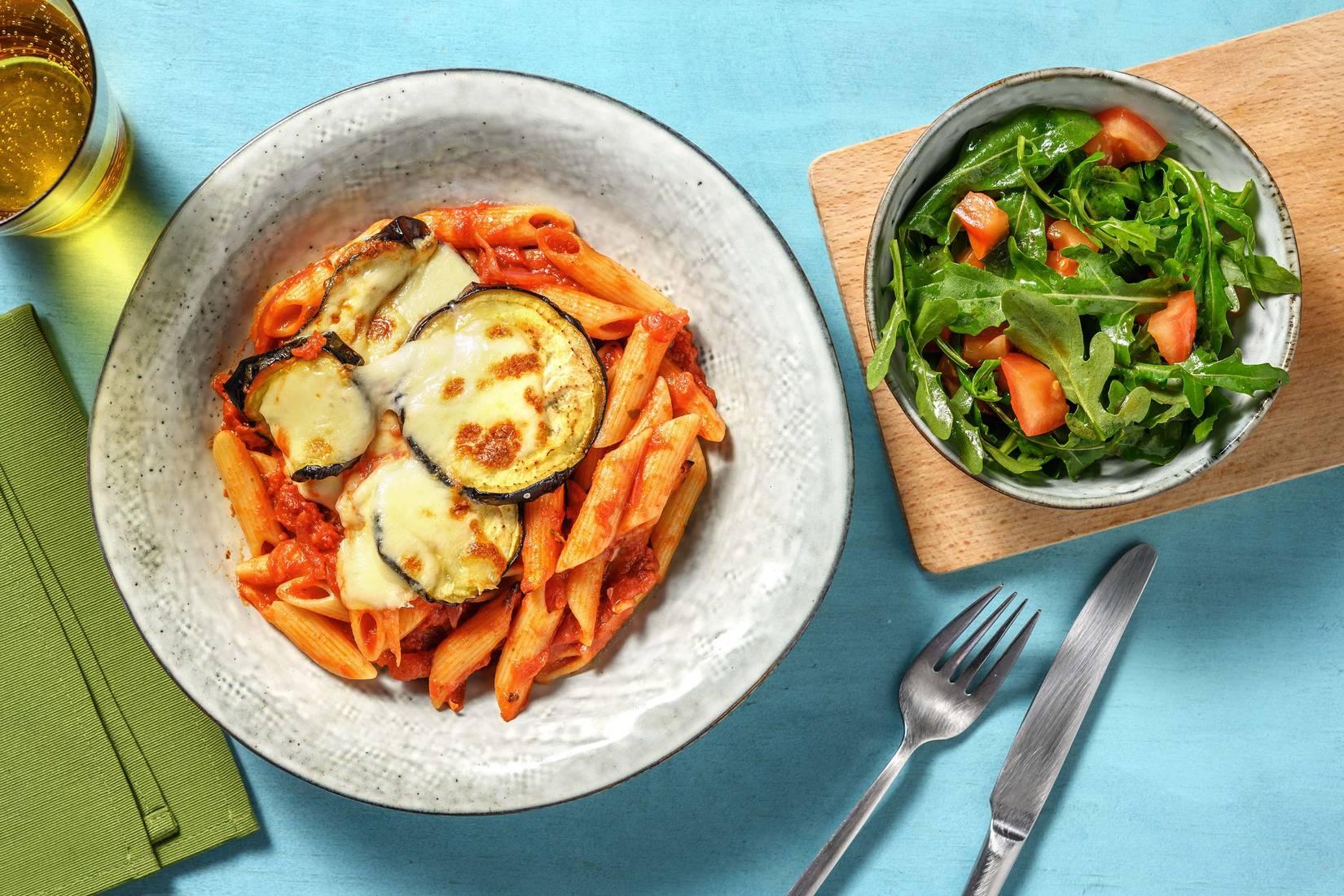 Aubergine Parmigiana Style Pasta