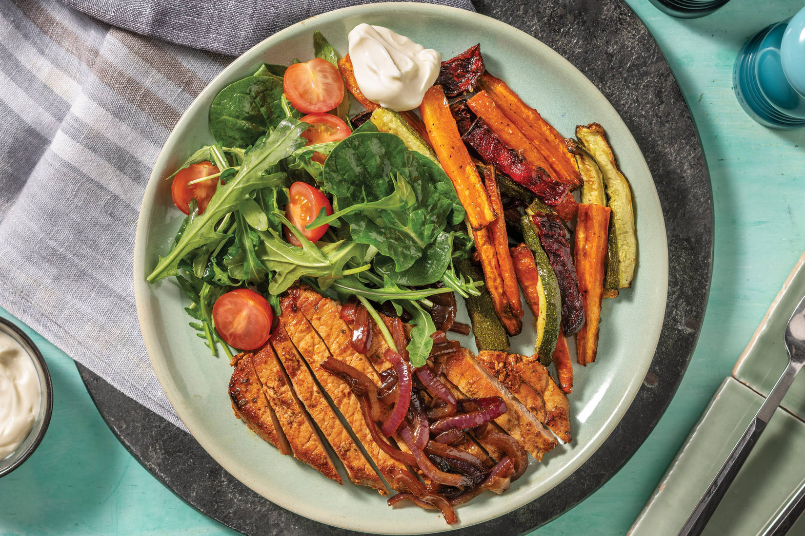 Aussie-Spiced Pork Steak & Veggie Fries
