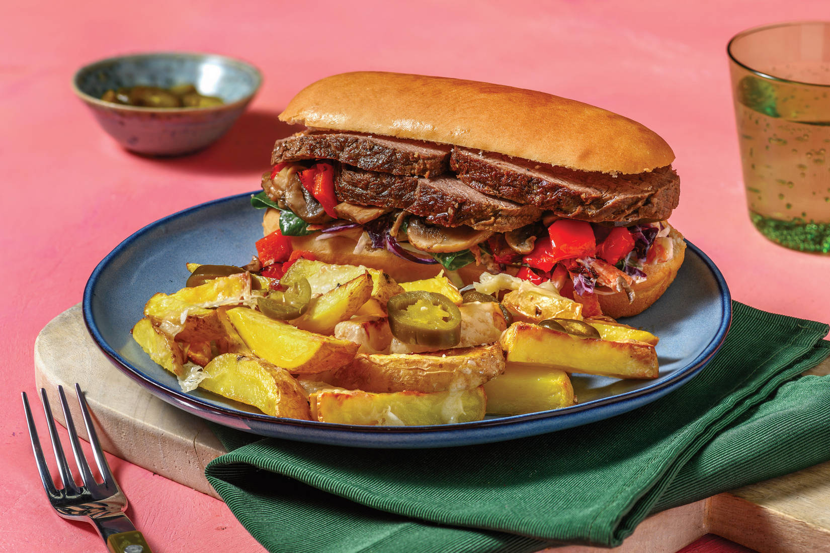 BBQ Beef Brisket & Capsicum-Mushroom Sub