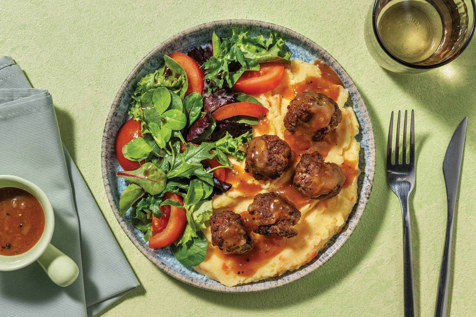 Beef Meatballs & Peppercorn Gravy